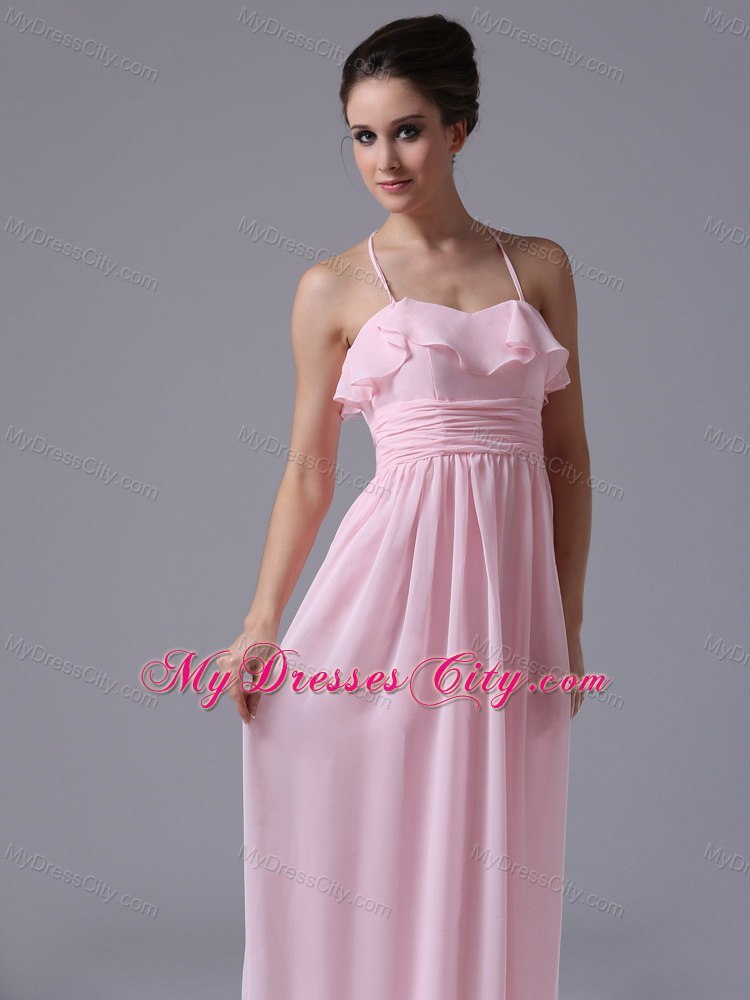 Flouncing Spaghetti Straps Halter Ruched Quinceanera Dama Dresses