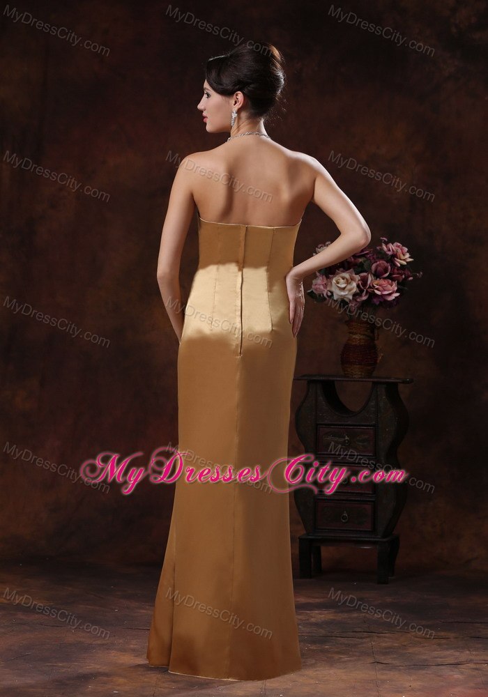 Champagne Beaded and Bow Decorate Evening Formal Gowns