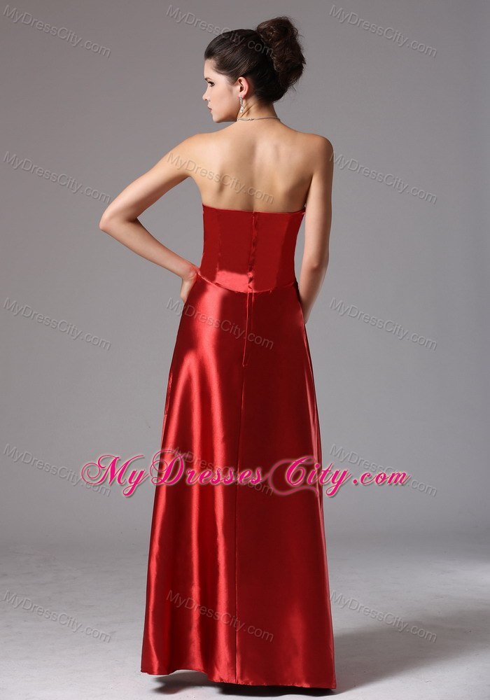 Custom Made Red Column Long Evening Dress With Bows