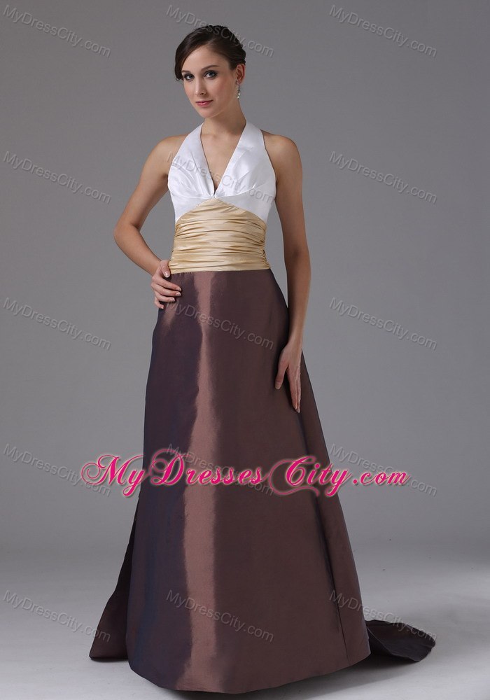 Halter Ruches 2013 Evening Dress with Brush Train