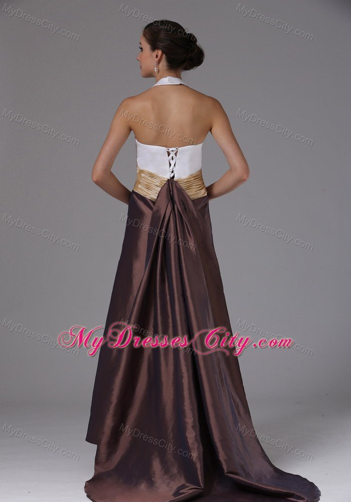 Halter Ruches 2013 Evening Dress with Brush Train