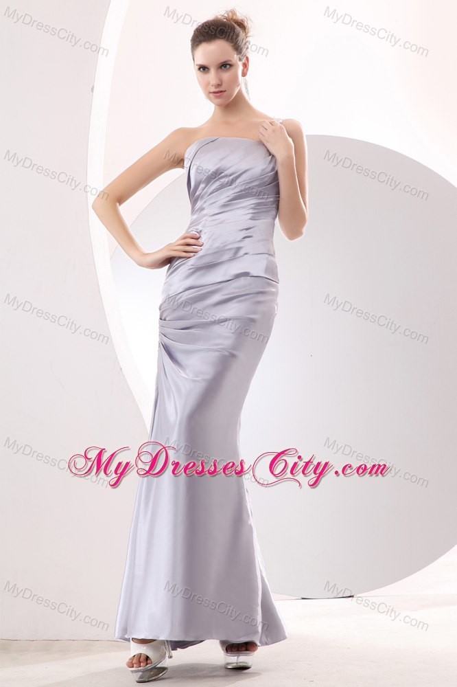 Sliver Column Ankle-length Taffeta Ruches Prom Evening Dress