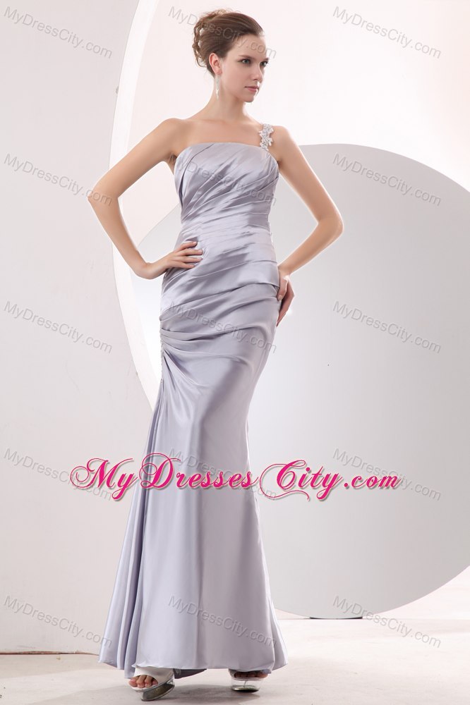 Sliver Column Ankle-length Taffeta Ruches Prom Evening Dress