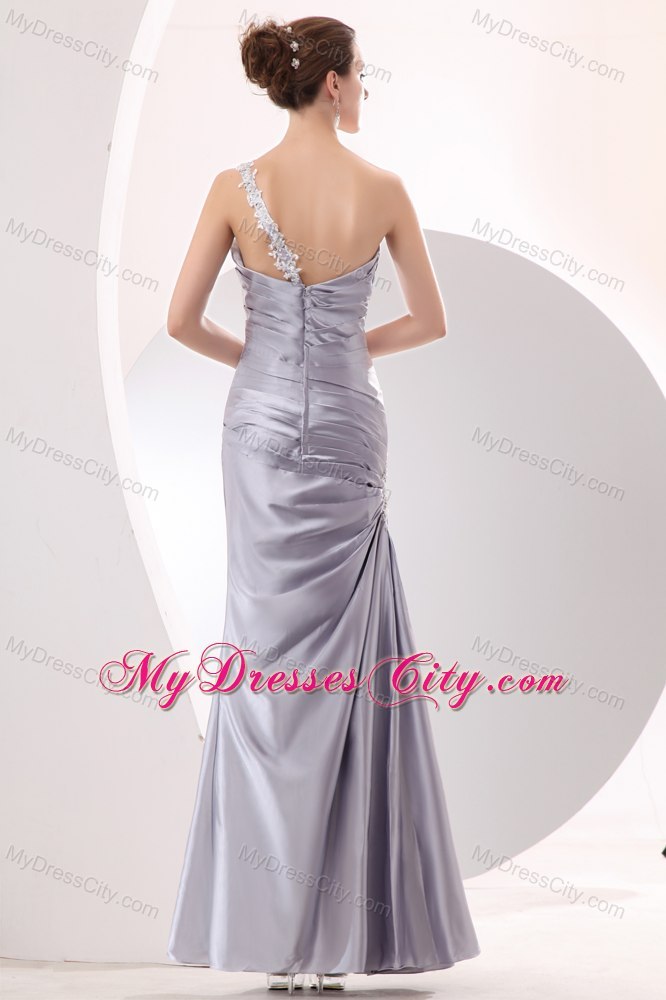 Sliver Column Ankle-length Taffeta Ruches Prom Evening Dress