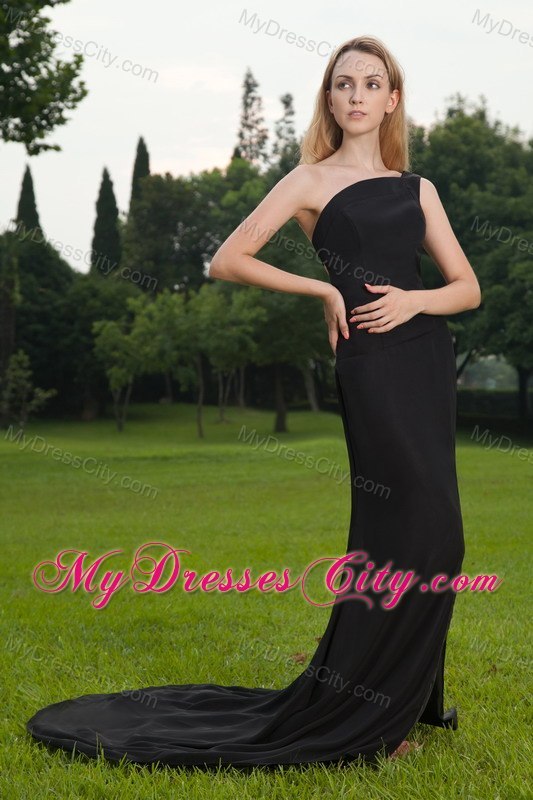 Silt One Shoulder Black Evening Party Dress with Cutout Back