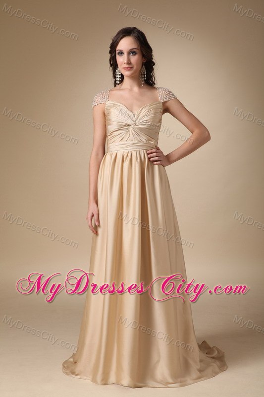 Gold Sweetheart Ruched Homecoming Dress Column Style with Brush