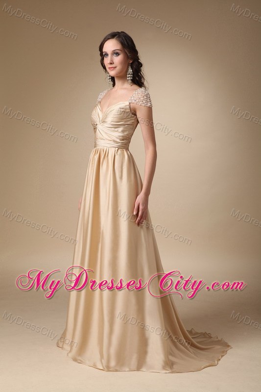 Gold Sweetheart Ruched Homecoming Dress Column Style with Brush