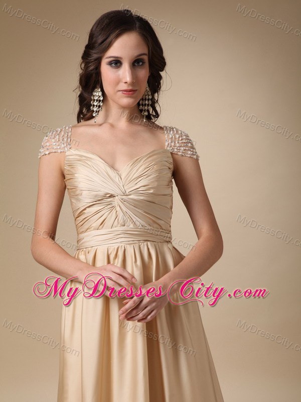 Gold Sweetheart Ruched Homecoming Dress Column Style with Brush