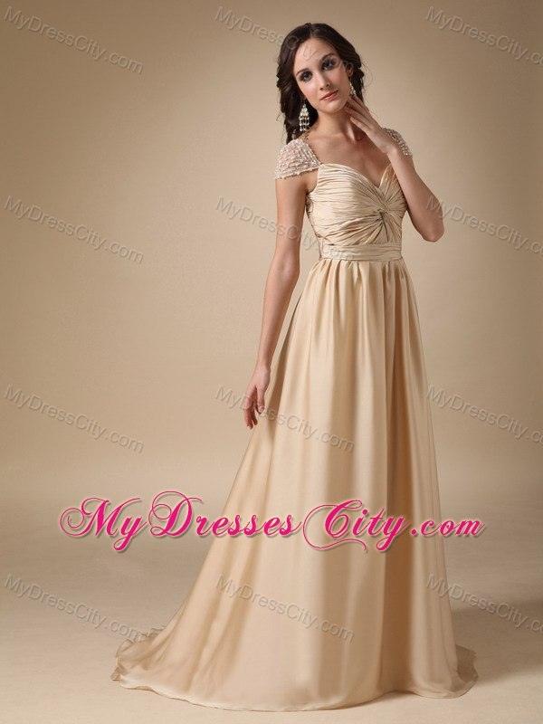 Gold Sweetheart Ruched Homecoming Dress Column Style with Brush