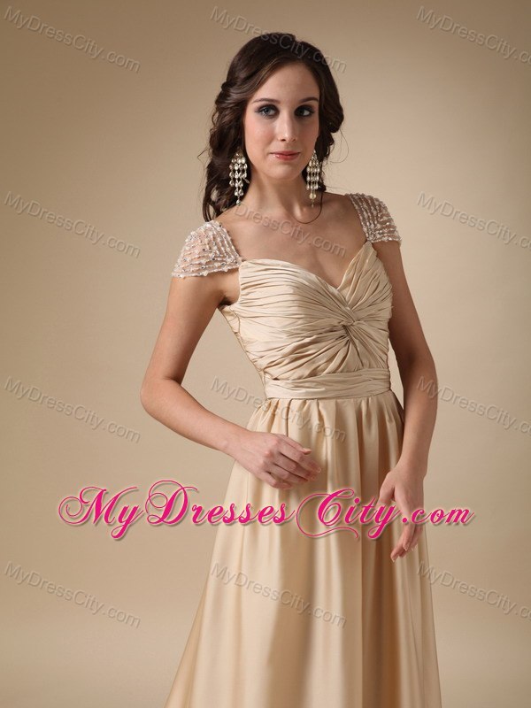 Gold Sweetheart Ruched Homecoming Dress Column Style with Brush