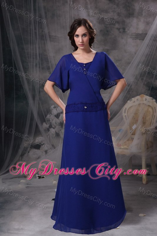 Plus Size Butterfly Sleeves Square Beading Mother in Law Dresses