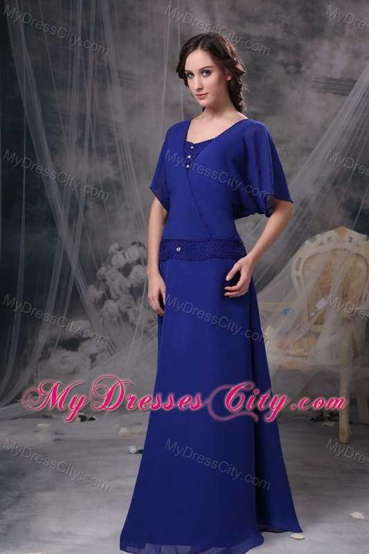 Plus Size Butterfly Sleeves Square Beading Mother in Law Dresses