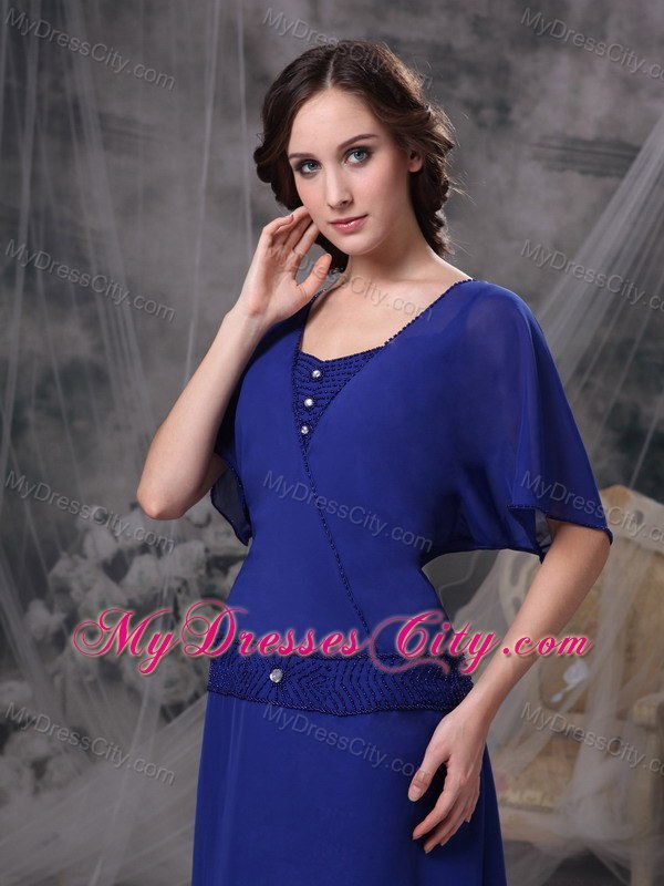 Plus Size Butterfly Sleeves Square Beading Mother in Law Dresses