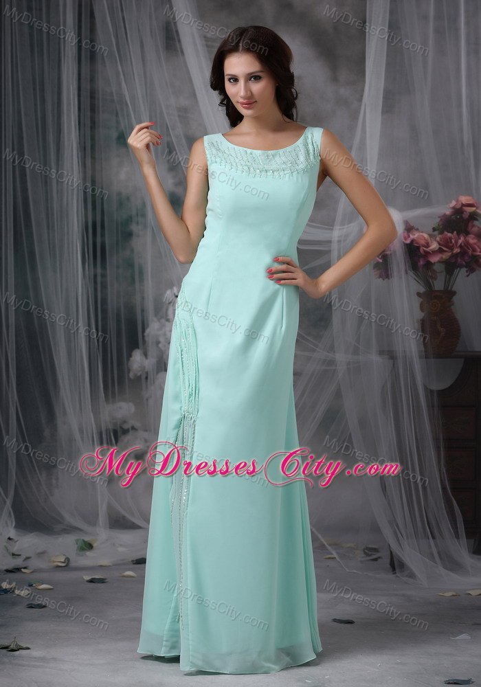 Apple Green Column Scoop Floor-length Chiffon Beaded Mother Of The Bride Dress with Coat