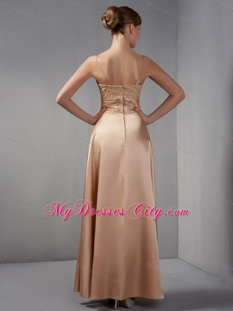 Rust Red Column Straps Ankle-length Satin Appliques Mother Of The Bride Dress with Jacket