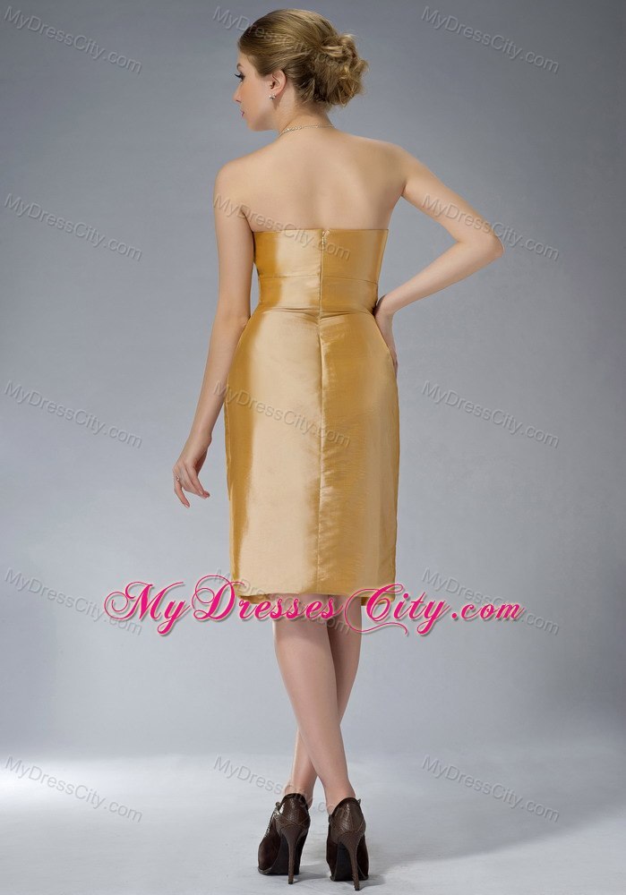 Knee-length Yellow Column Sweetheart Taffeta Ruched Mothers Dresses with Jacket