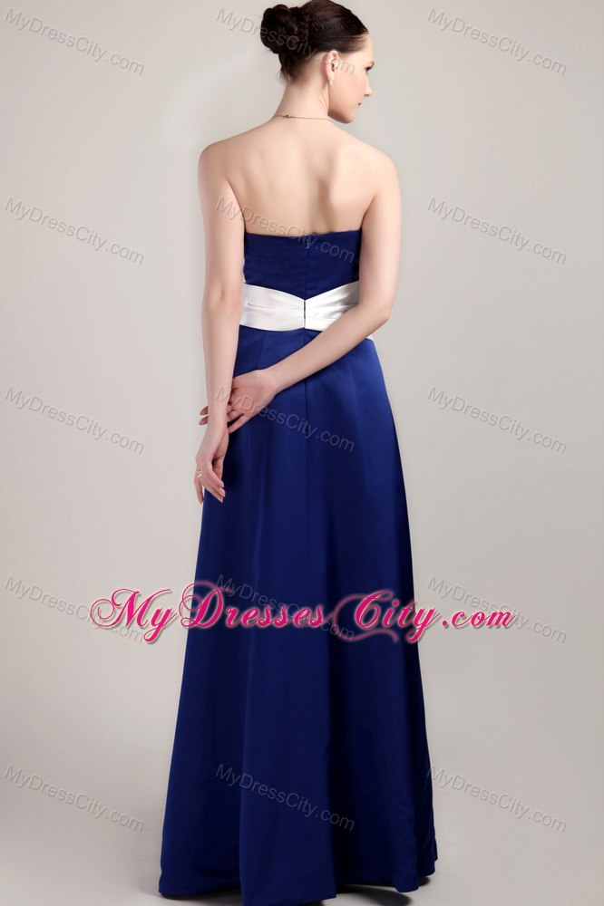 Long Royal Blue and White Mother Bride Dress with Tippet