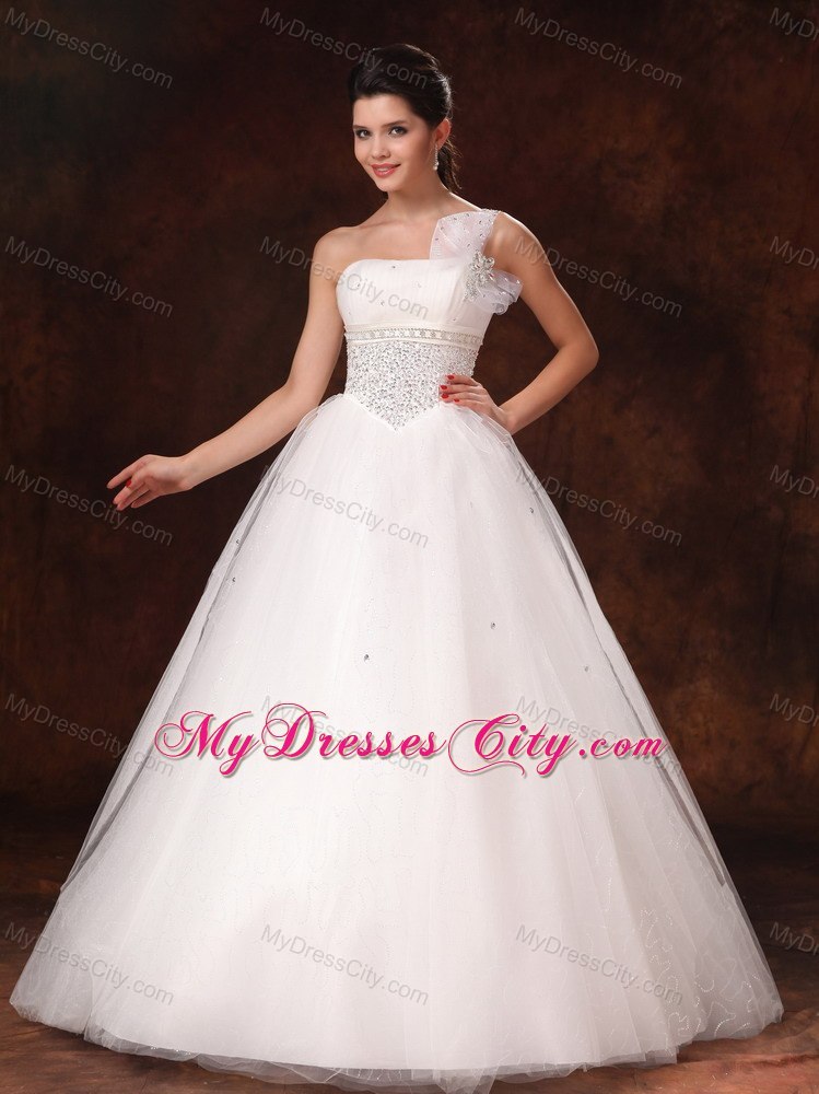 Hottest Beading Decorate Waist One Shoulder Bowknot Wedding Gowns