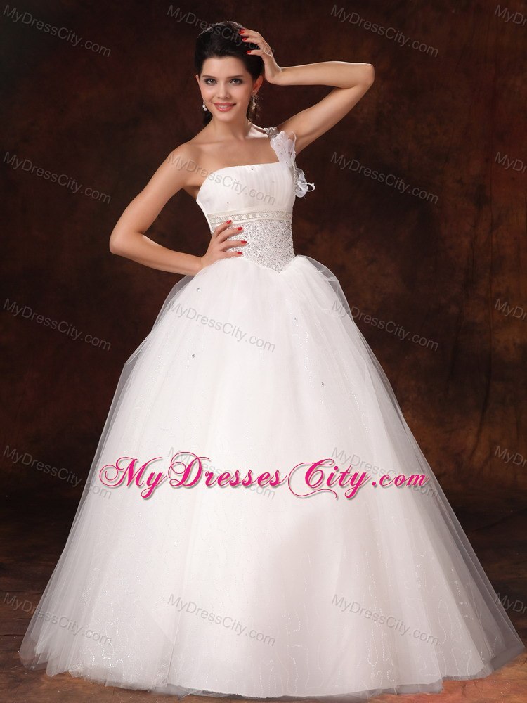 Hottest Beading Decorate Waist One Shoulder Bowknot Wedding Gowns