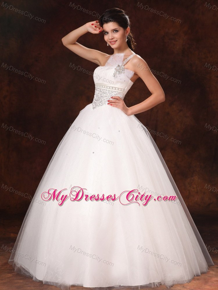 Hottest Beading Decorate Waist One Shoulder Bowknot Wedding Gowns