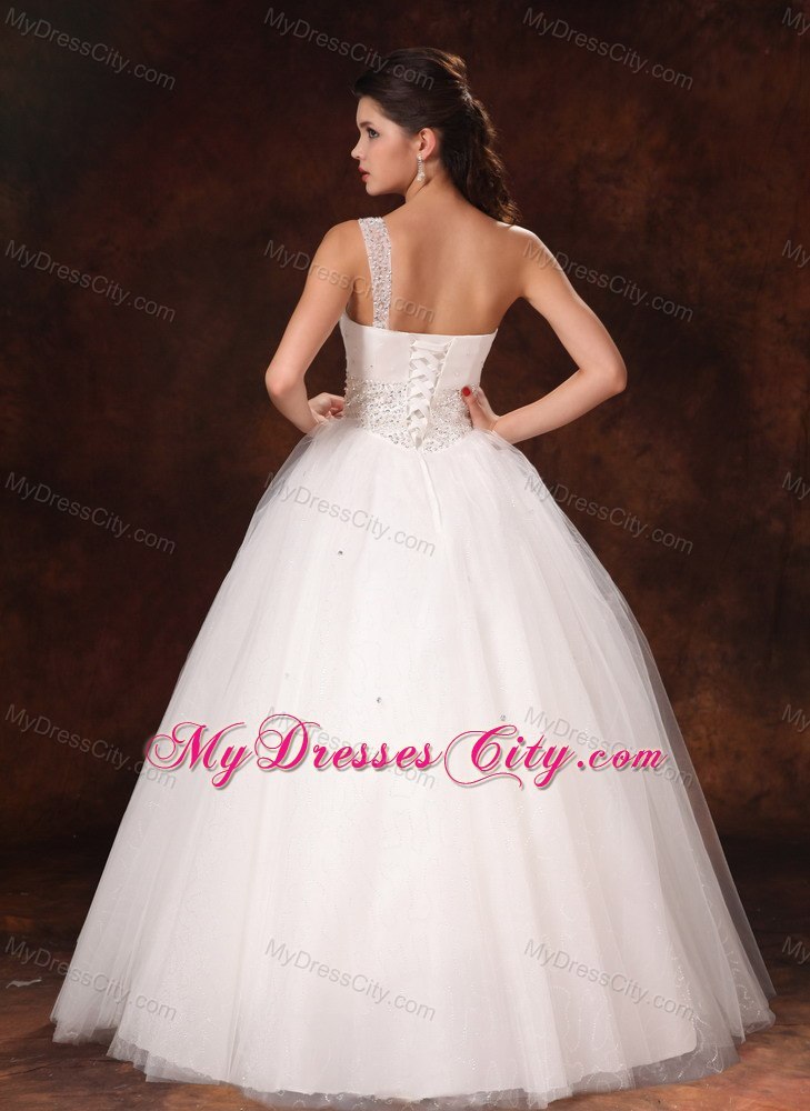 Hottest Beading Decorate Waist One Shoulder Bowknot Wedding Gowns