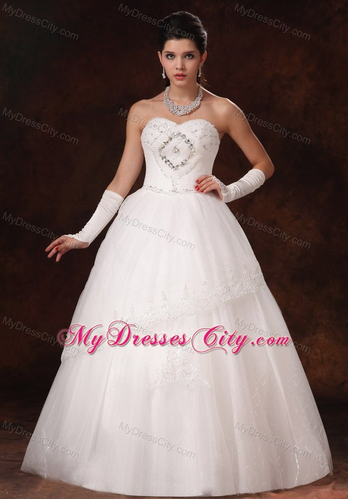 Lace A-line Sweetheart Beaded Appliques 2013 Spring Wedding Dress