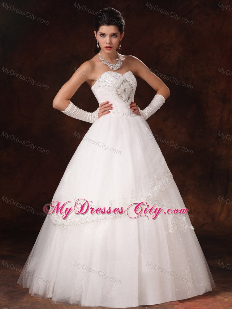 Lace A-line Sweetheart Beaded Appliques 2013 Spring Wedding Dress