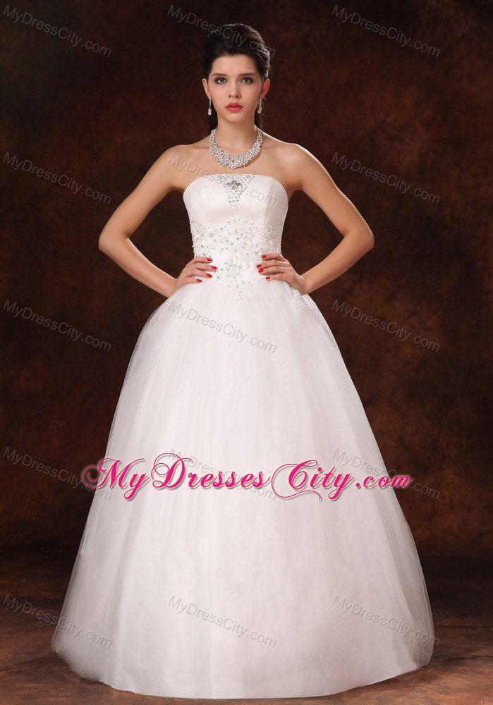 2013 New Arrival Strapless Appliques Beading Wedding Dress for 2013