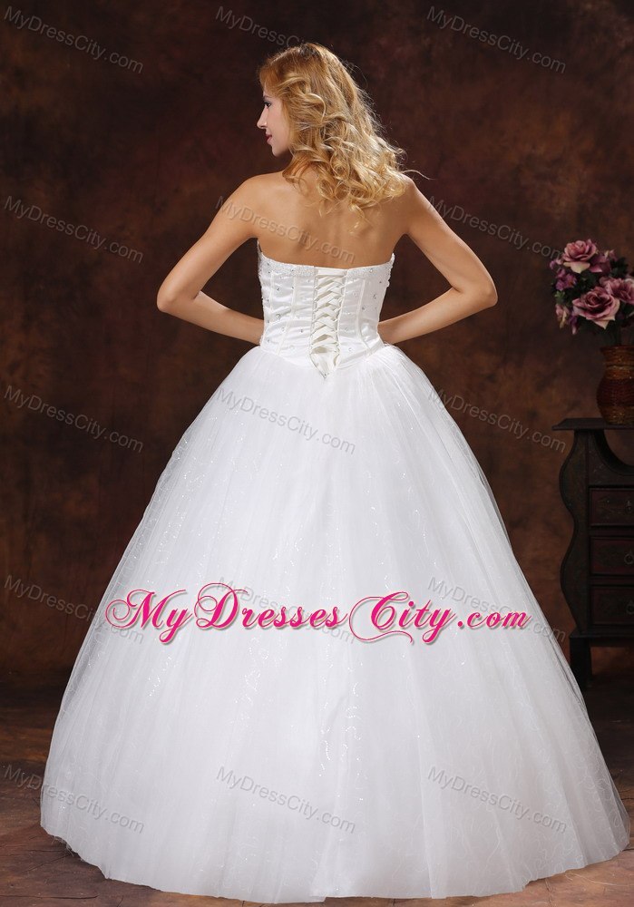 Long Spring Flowers Decorate Bust Strapless Princess Wedding Gowns