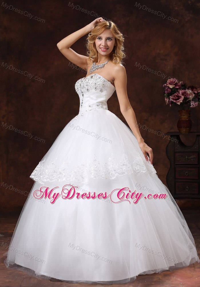 Beaded Sweetheart Neckline Puffy Tulle Ball Gown 2013 Wedding Dress