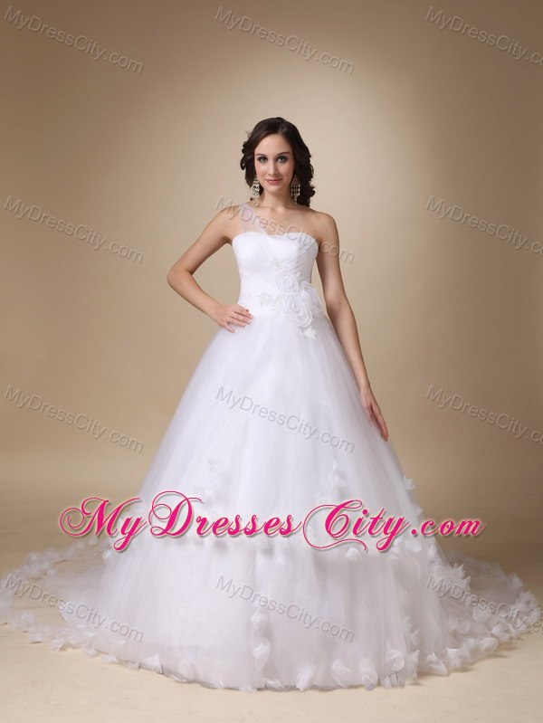 Lovely A-line Flowers Single Shoulder 2013 Spring Wedding Dress for Church