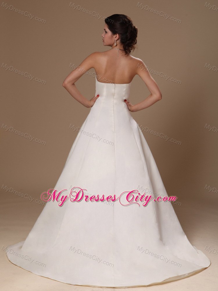 Puffy Strapless Beaded Court Train 2013 Wedding Dress For Church