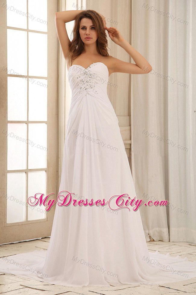 Pretty Sweetheart Beadings and Ruches Bridal Dress For Outdoor Weddings