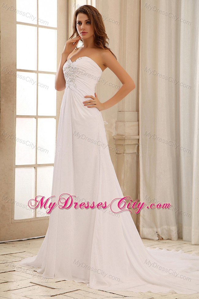 Pretty Sweetheart Beadings and Ruches Bridal Dress For Outdoor Weddings