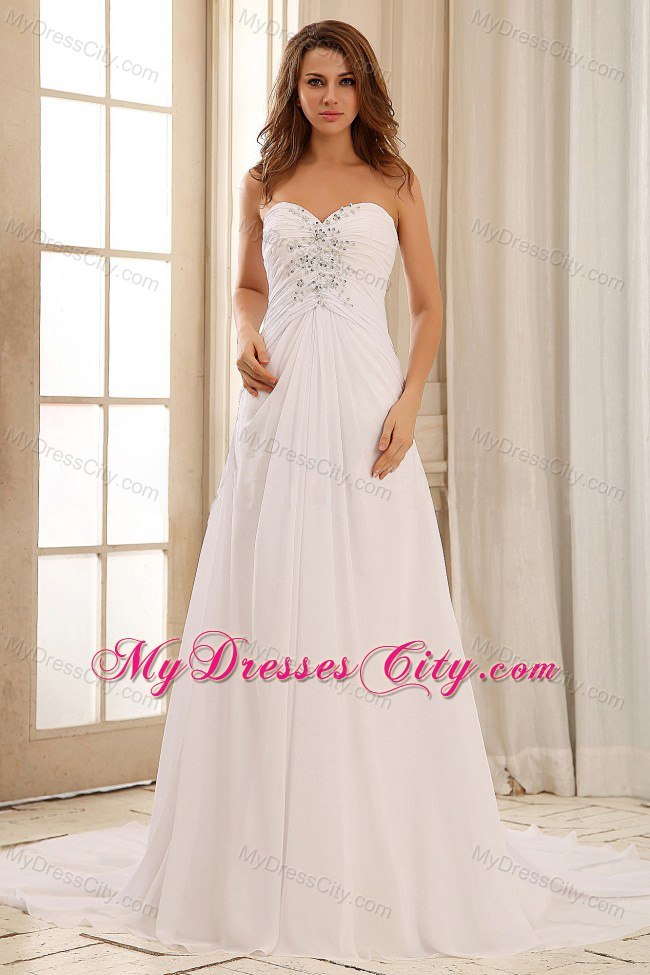 Pretty Sweetheart Beadings and Ruches Bridal Dress For Outdoor Weddings