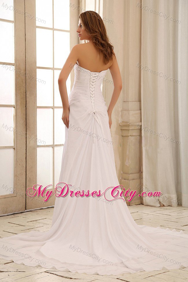 Pretty Sweetheart Beadings and Ruches Bridal Dress For Outdoor Weddings