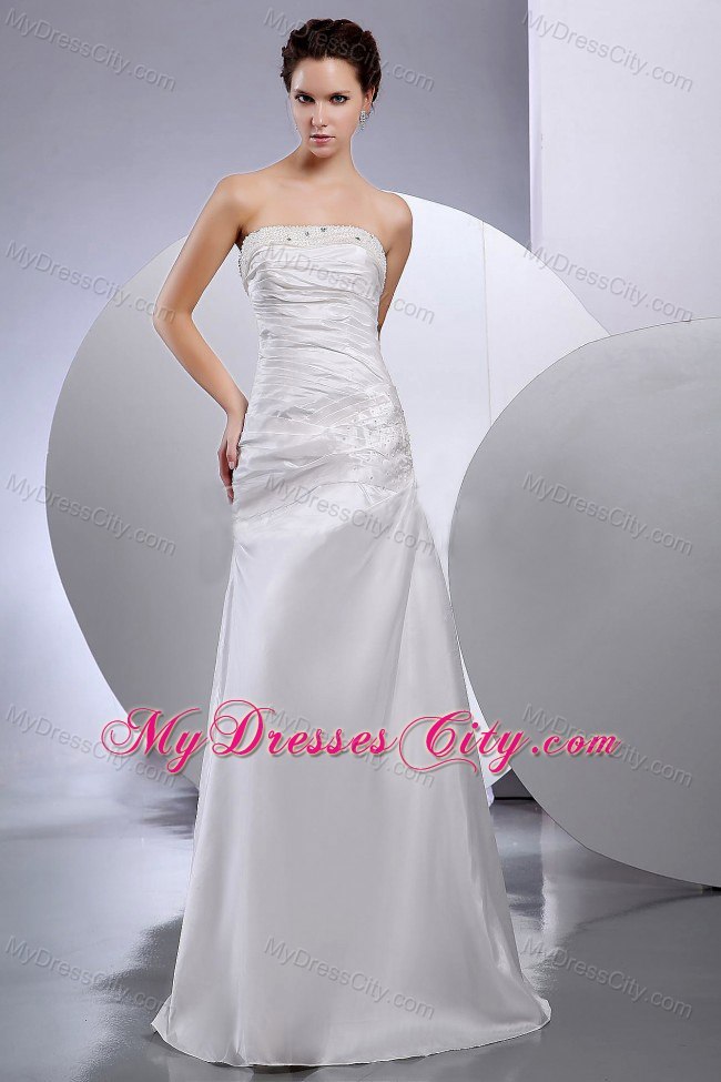 Wonderful Slinky Strapless Beaded Floor-length Wedding Dress 2013 on Sale