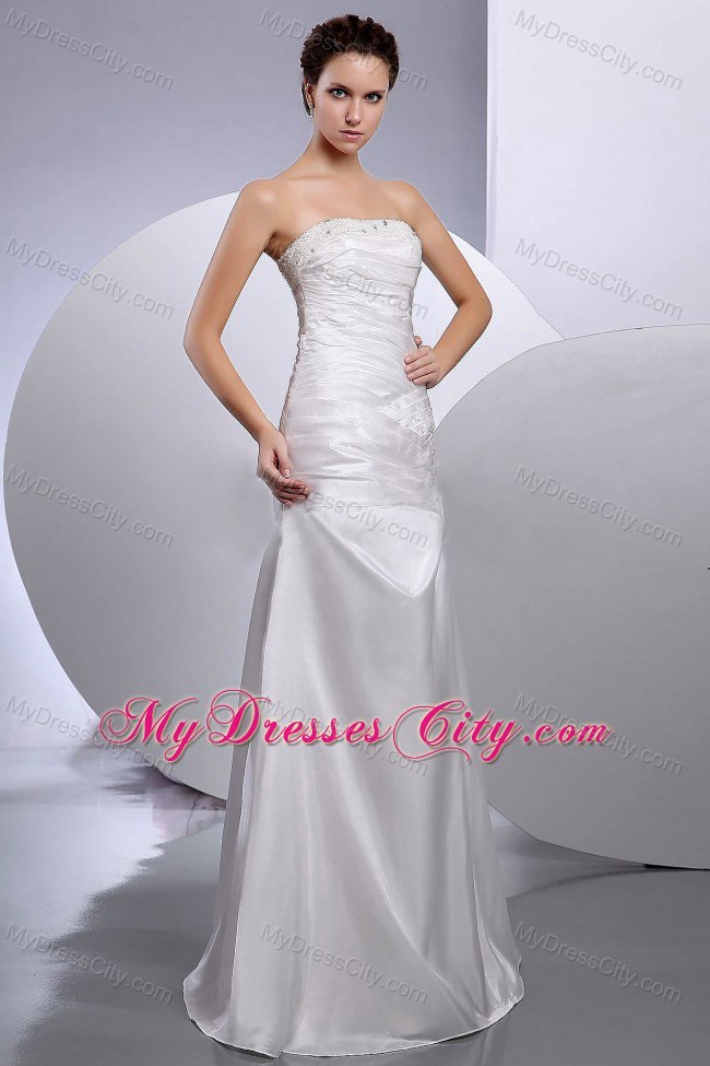 Wonderful Slinky Strapless Beaded Floor-length Wedding Dress 2013 on Sale