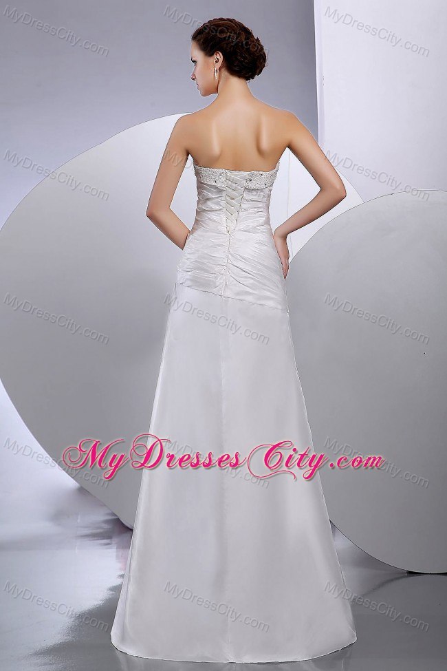 Wonderful Slinky Strapless Beaded Floor-length Wedding Dress 2013 on Sale