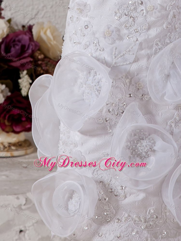 Hot sale Slinky Scoop Beading and Flowers Mini Wedding Dress with Jacket