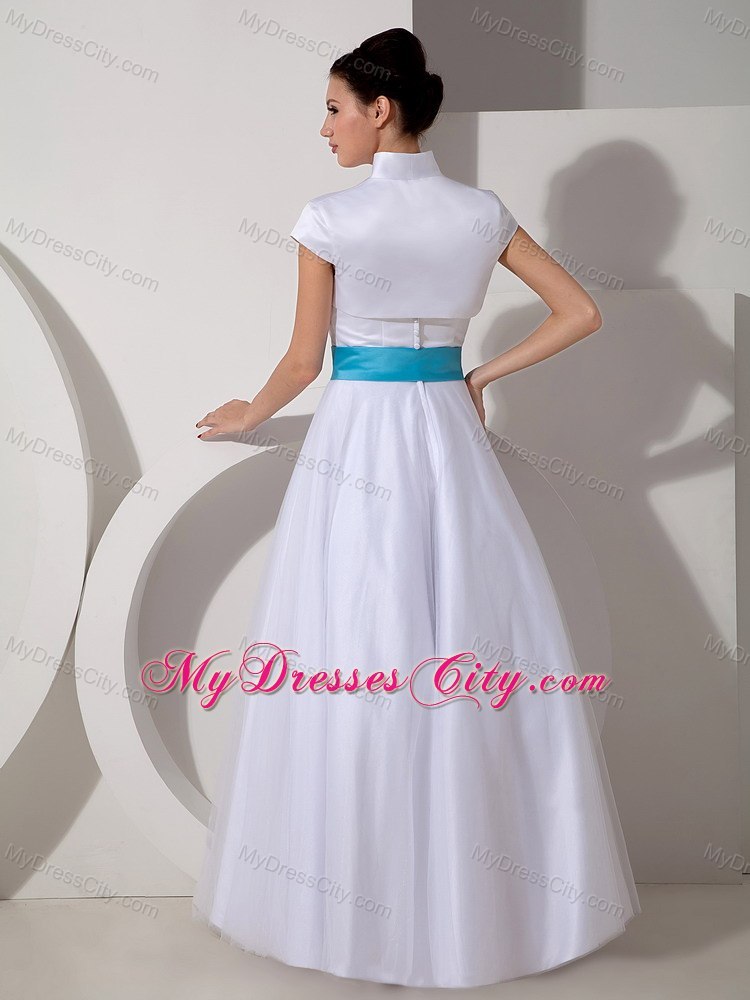 Popular A-line Sweetheart Floor-length Wedding Dress with Sash and Flower