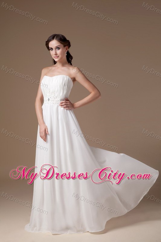 Popular Empire Strapless Floor-length Appliques Bridal Dress