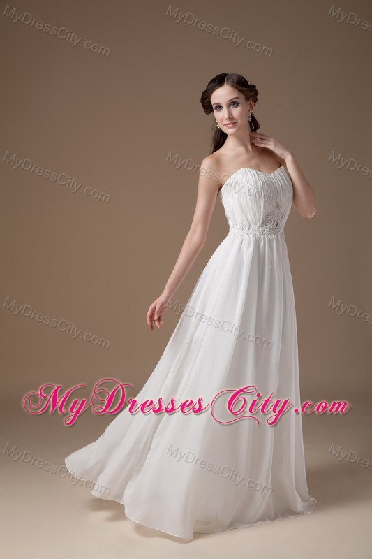 Popular Empire Strapless Floor-length Appliques Bridal Dress
