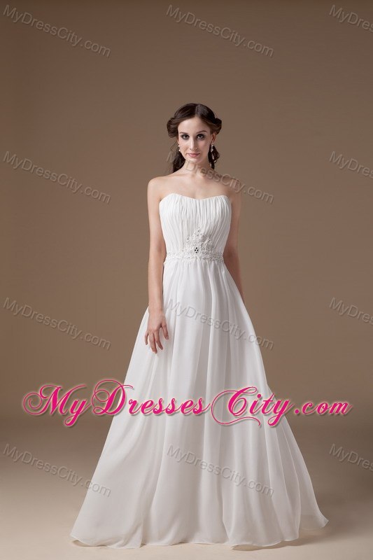 Popular Empire Strapless Floor-length Appliques Bridal Dress