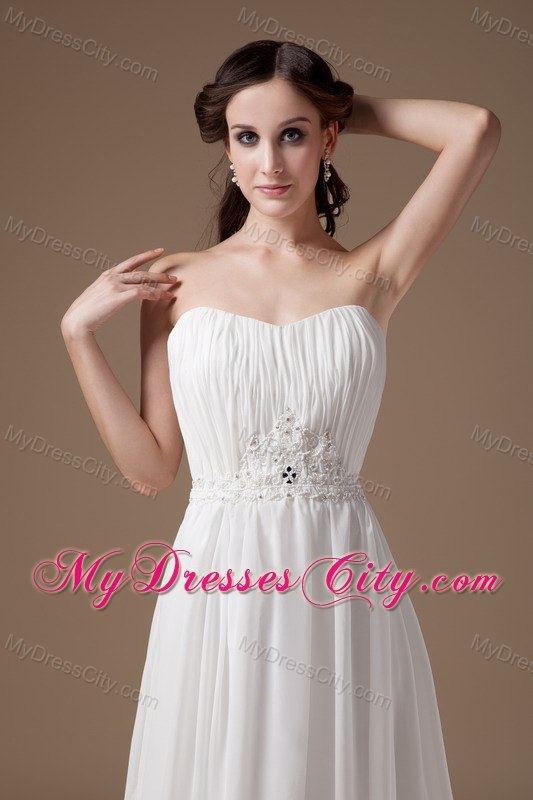 Popular Empire Strapless Floor-length Appliques Bridal Dress