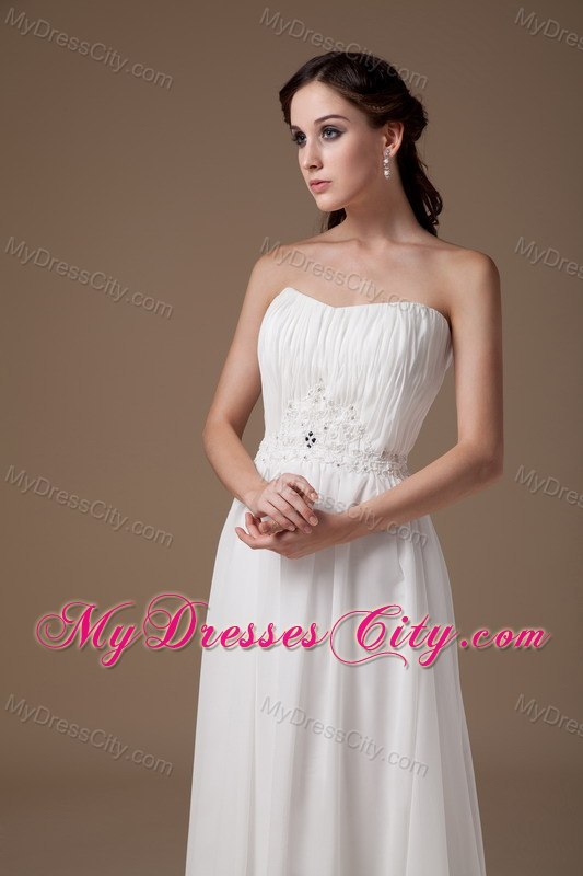 Popular Empire Strapless Floor-length Appliques Bridal Dress