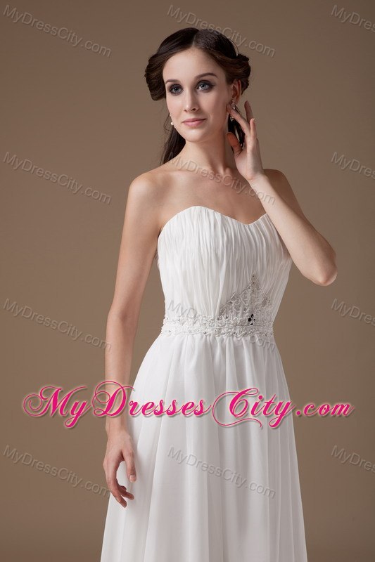 Popular Empire Strapless Floor-length Appliques Bridal Dress