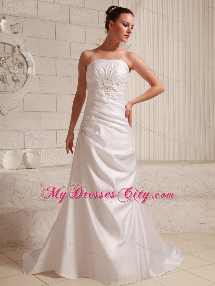 Modest Appliques with Beading Court Train A-line Bridal Gown