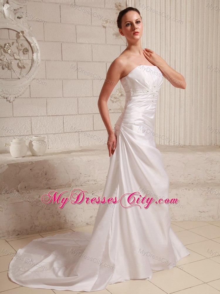 Modest Appliques with Beading Court Train A-line Bridal Gown