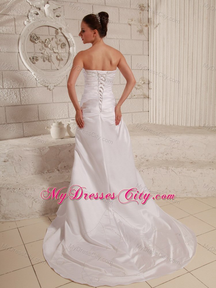 Modest Appliques with Beading Court Train A-line Bridal Gown